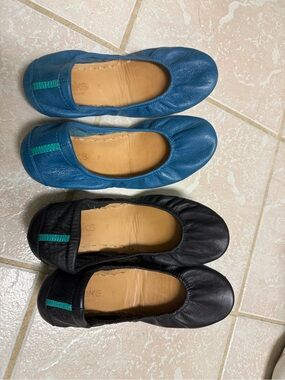 Tieks Leather Ballet Flats - cobalt Blue and Black